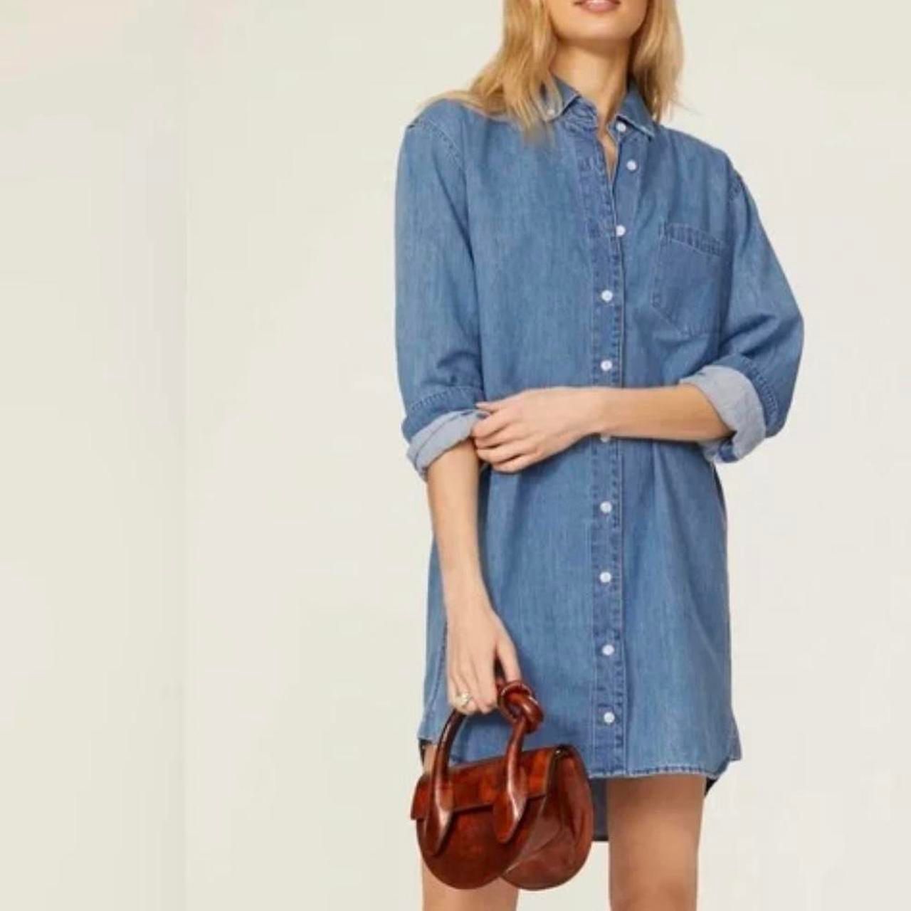 Thakoon Chambray Denim Shirt Dress Blue Long Sleeve Mini Size 10